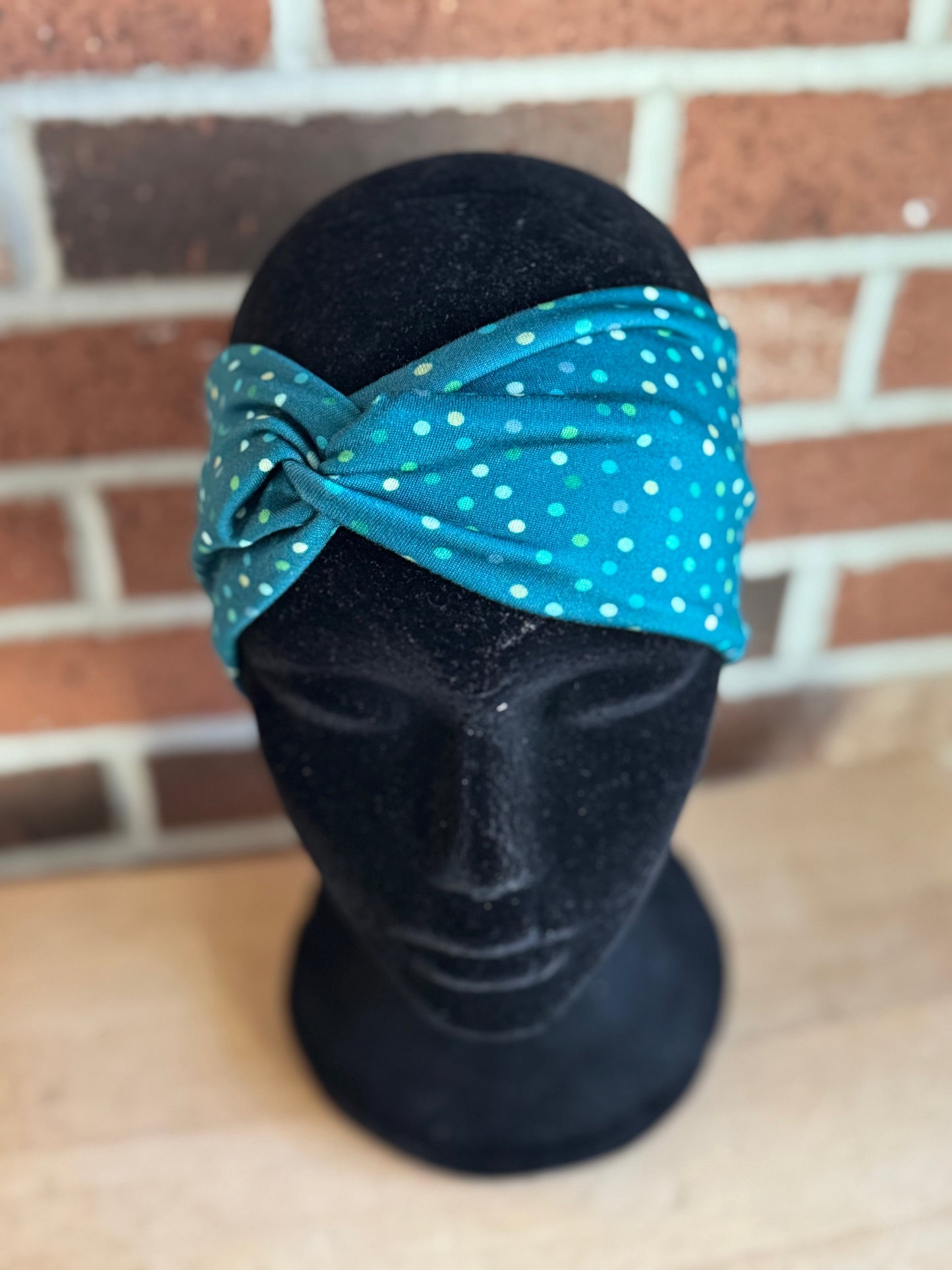 Green polkadots headband