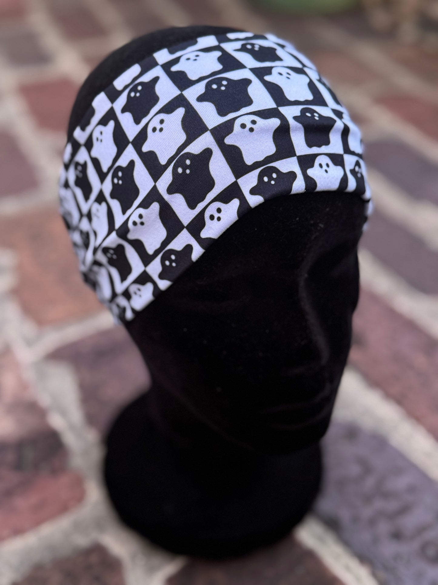 Black and White checkered ghost Headband