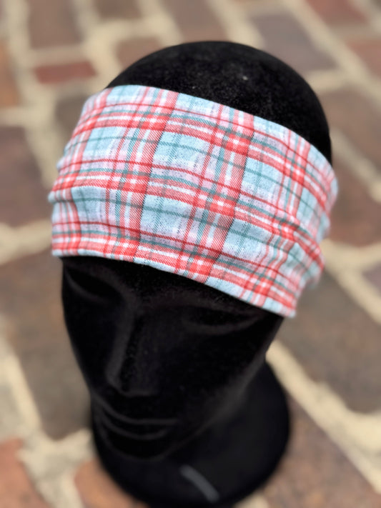Teal and Red plaid Headband