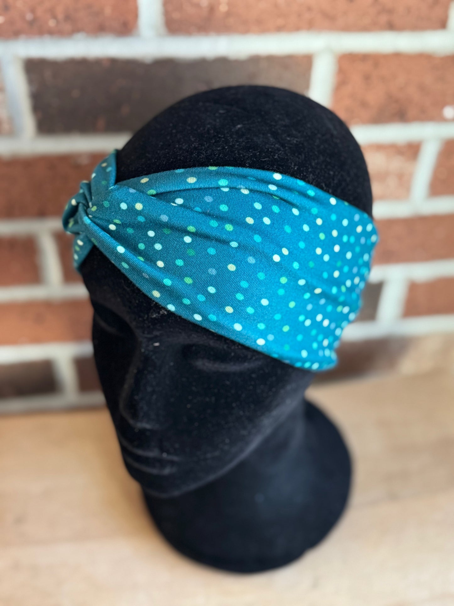 Green polkadots headband