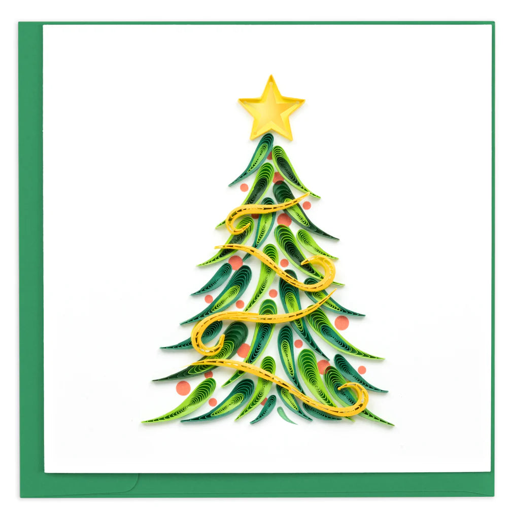 Gold Garland Christmas Tree Greeting Card