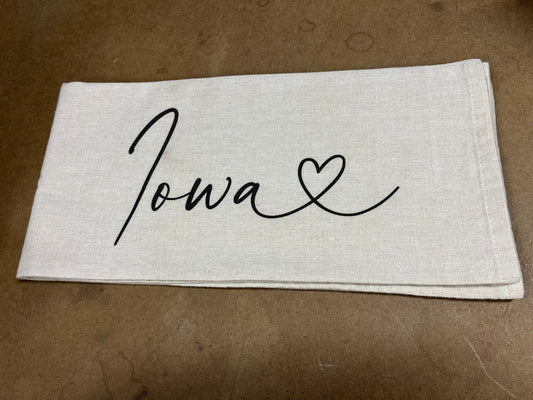 Iowa Love Tea Towel: White • Cotton/Linen Blend