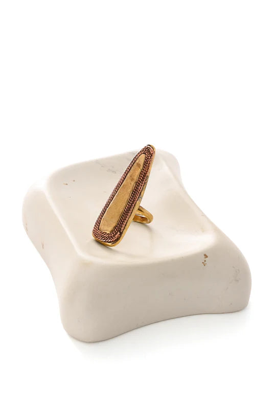 Kenyan Copper and Brass Shield Ring - Adjustable