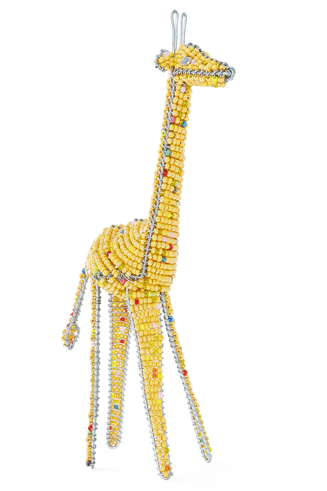 Kenyan Sunshine Yellow Beaded Giraffe Sculpture