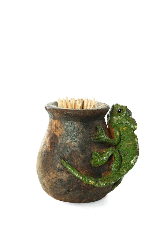Ceramic Chameleon Toothpick Holder