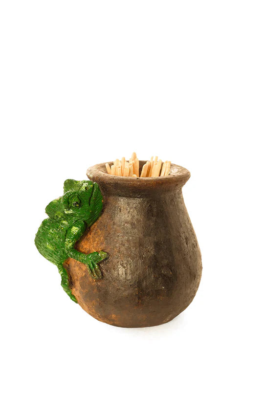 Ceramic Chameleon Toothpick Holder