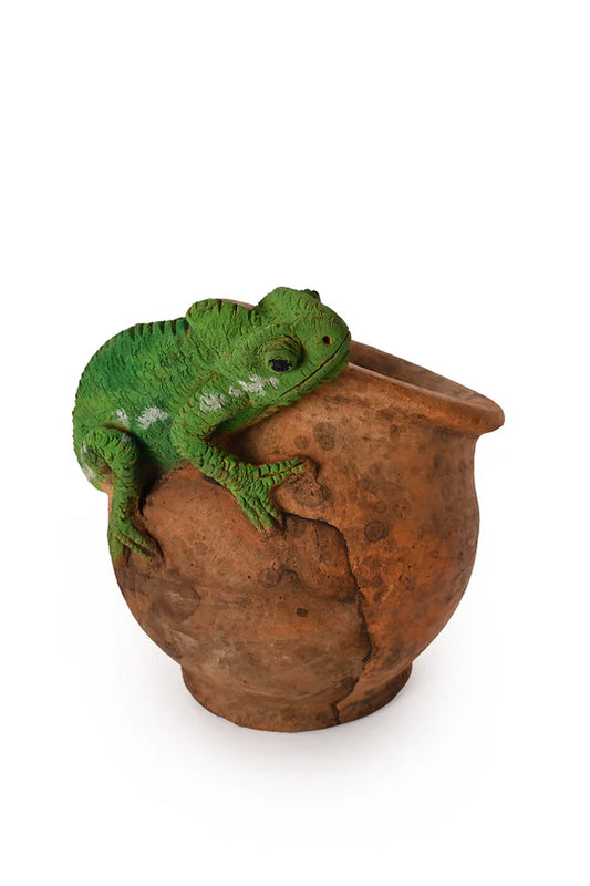 Ceramic Chameleon Slanted Pot