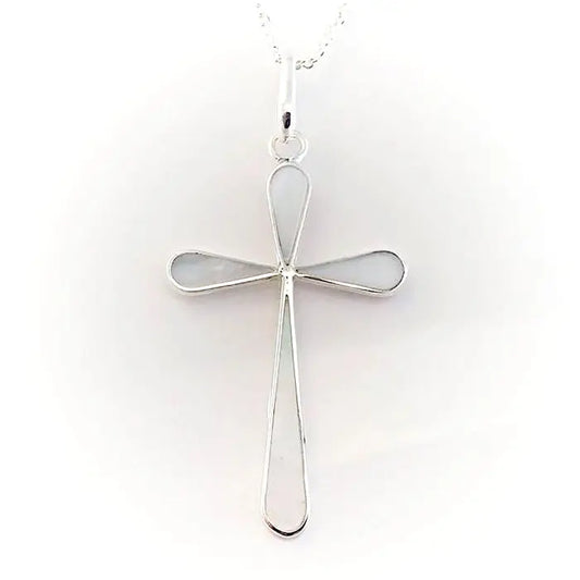 Inlaid Mother-Of-Pearl Cross Necklace
