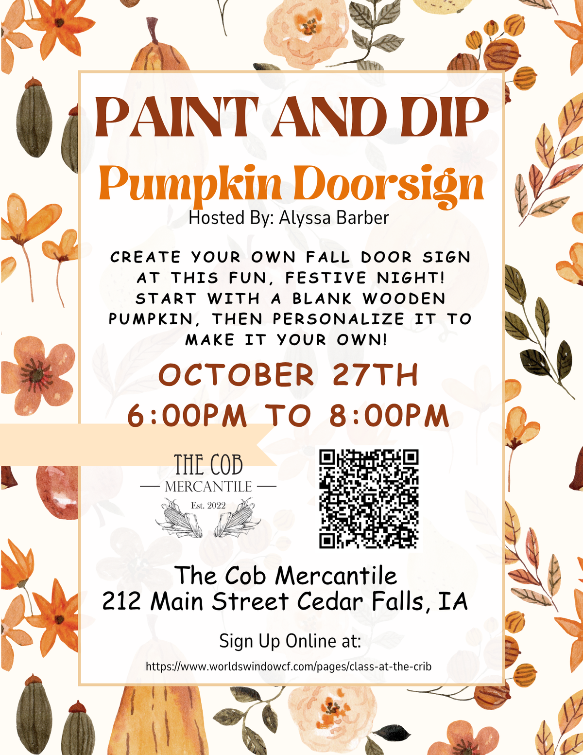 Fall Doorsign - Paint and Dip Night