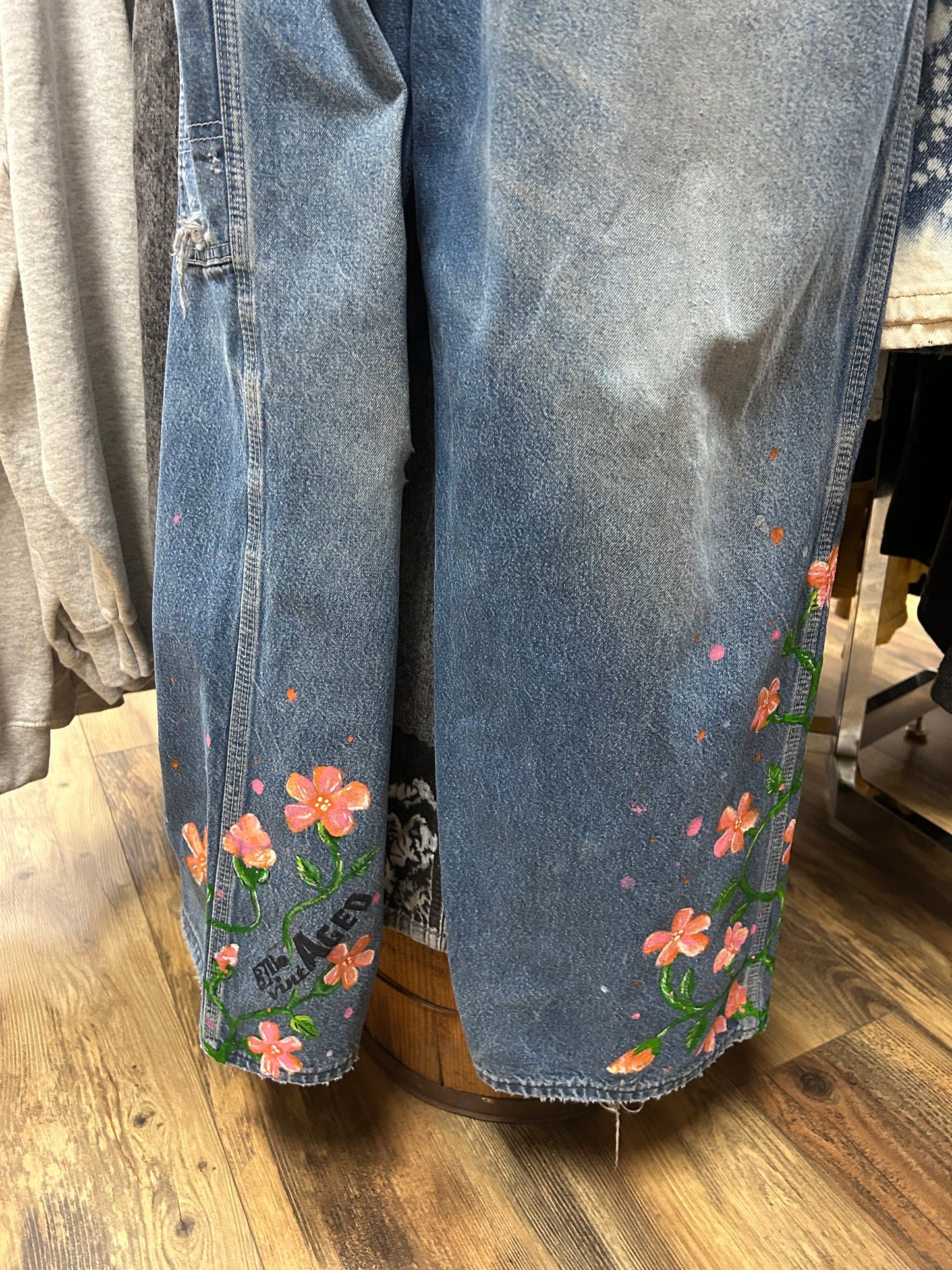 vintAGED Pianted Denim Overall