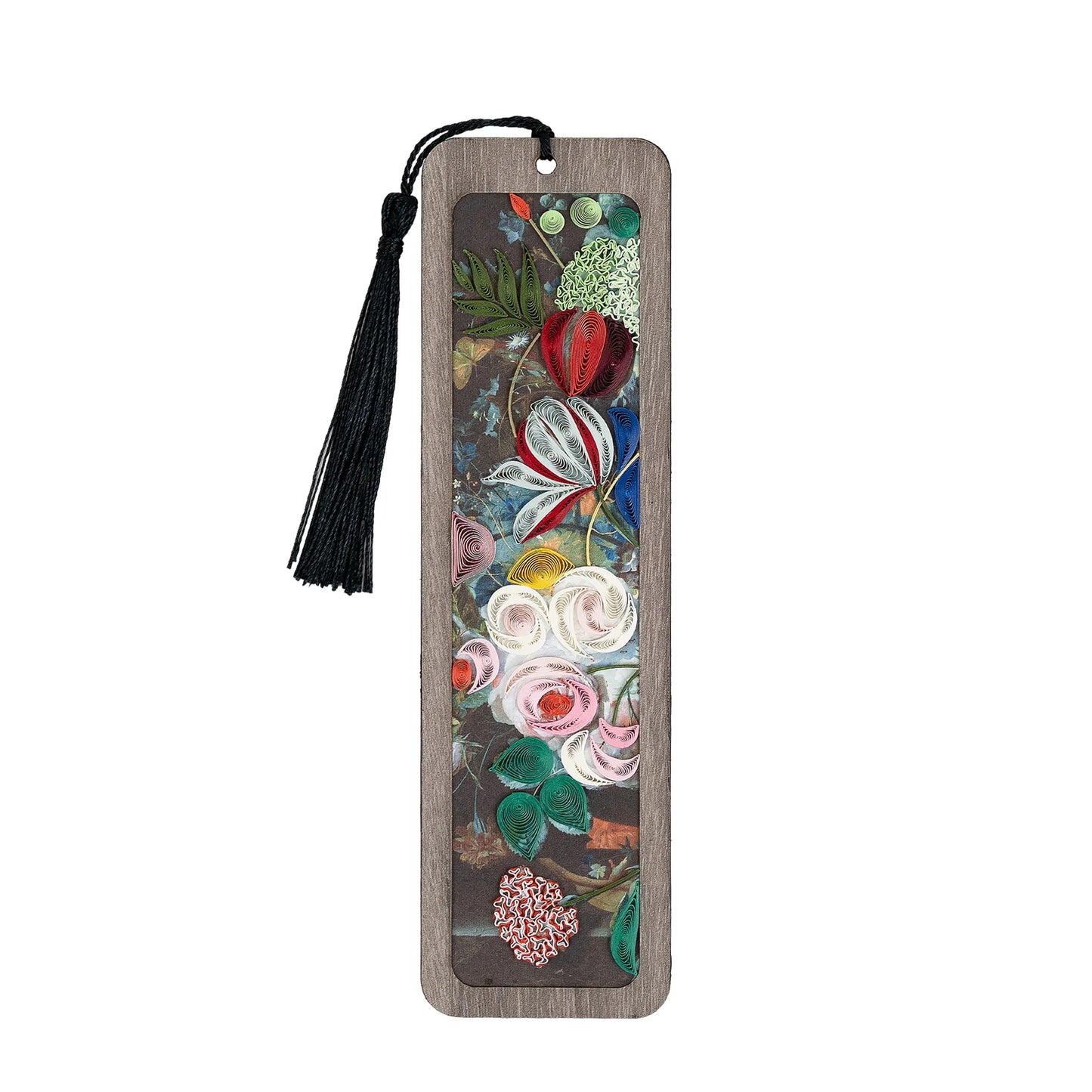 Bookmark, Handmade Quilled Paper Still Life with Flowers and Fruit (van Huysum Inspired)
