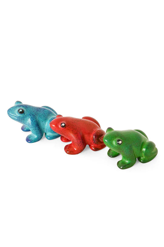 Colorful Dappled Soapstone Frogs