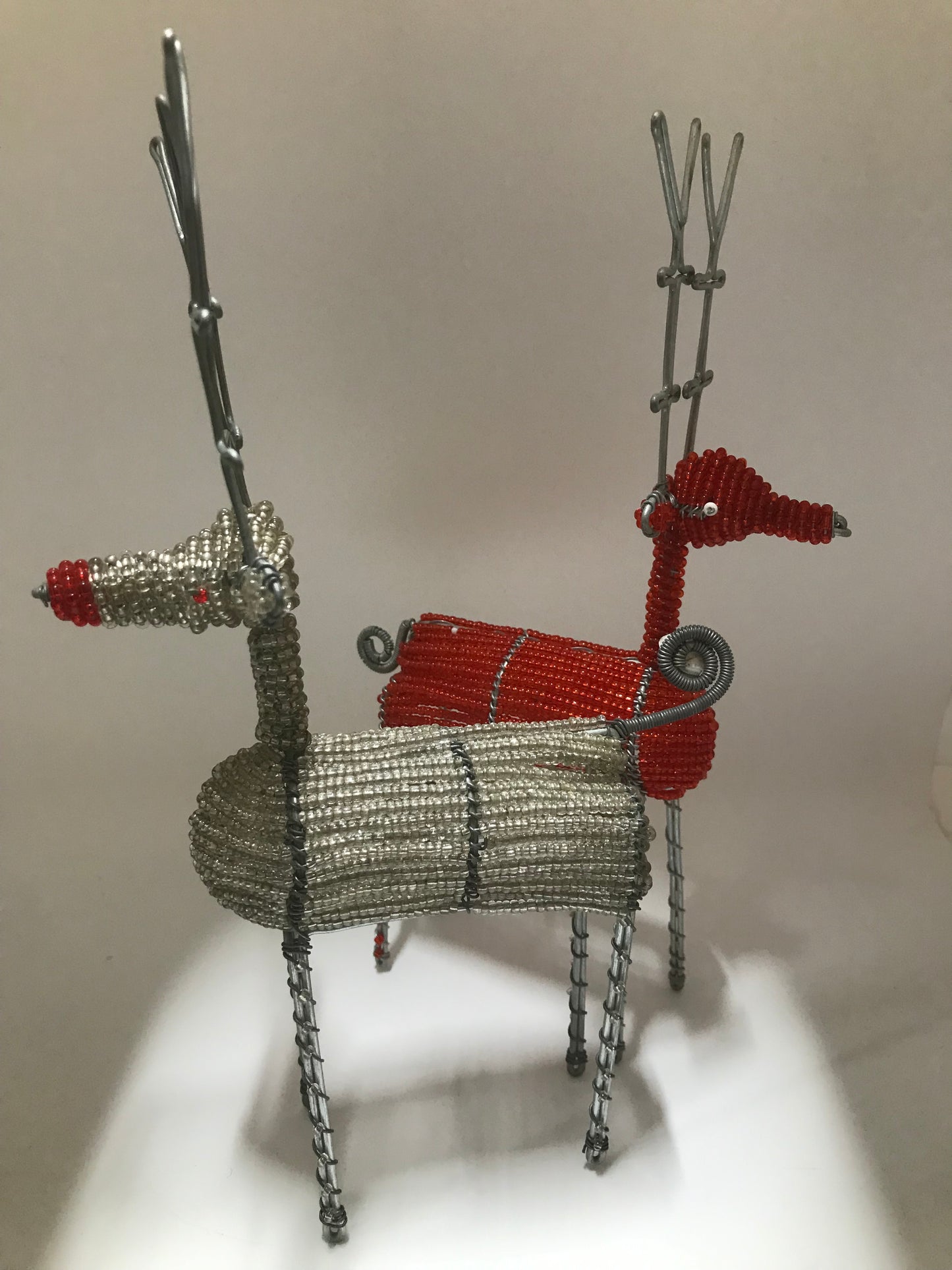 Beaded Wire Reindeer Sculpture