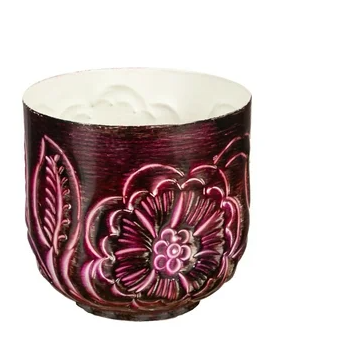 Flower Pot, Cranberry Finish Metal small