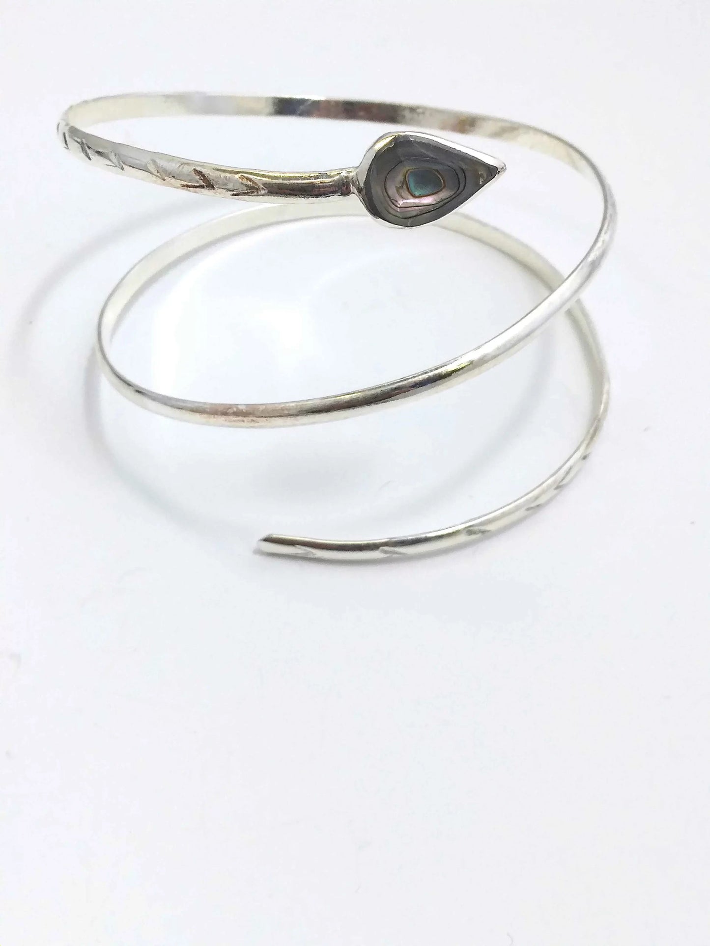 Bracelet Serpent Upper Arm Silver Inlaid Abalone