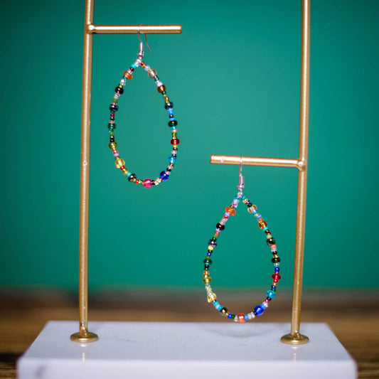 Rainbow Beaded Hoops Earring