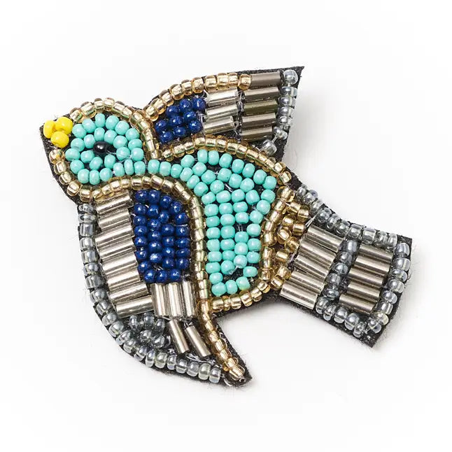 Beaded Bird Brooch Pin