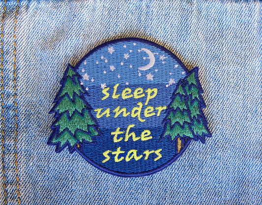 Sleep Under The Stars, Camping Embroidered Iron-On Patch