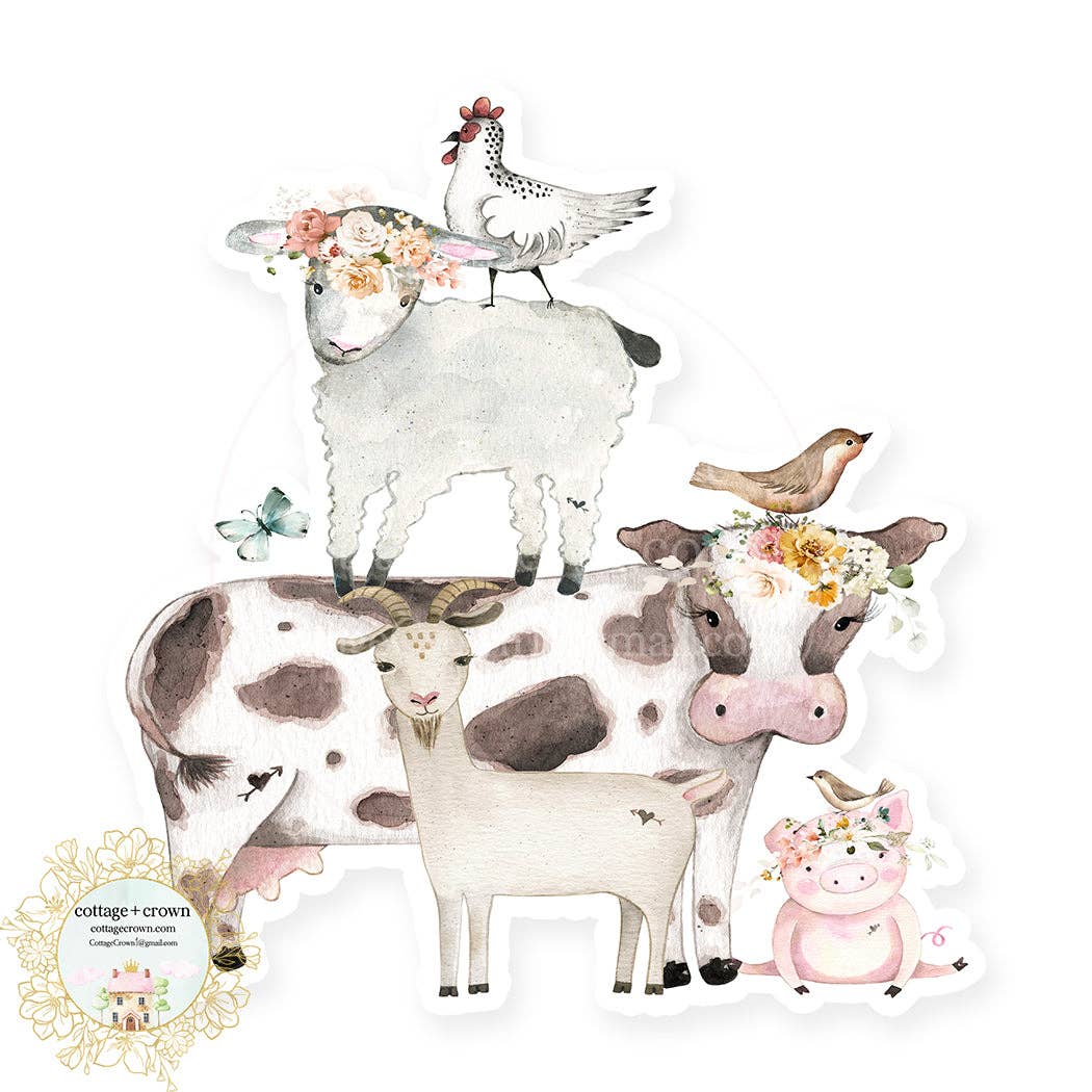 Cow Pig Goat Chicken Sheep Farm Animals Vinyl Sticker