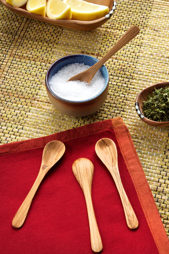 Flat Wild Olive Wood Spice Spoon