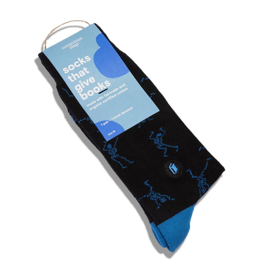 Socks that Give Books (Black Skeletons): Medium