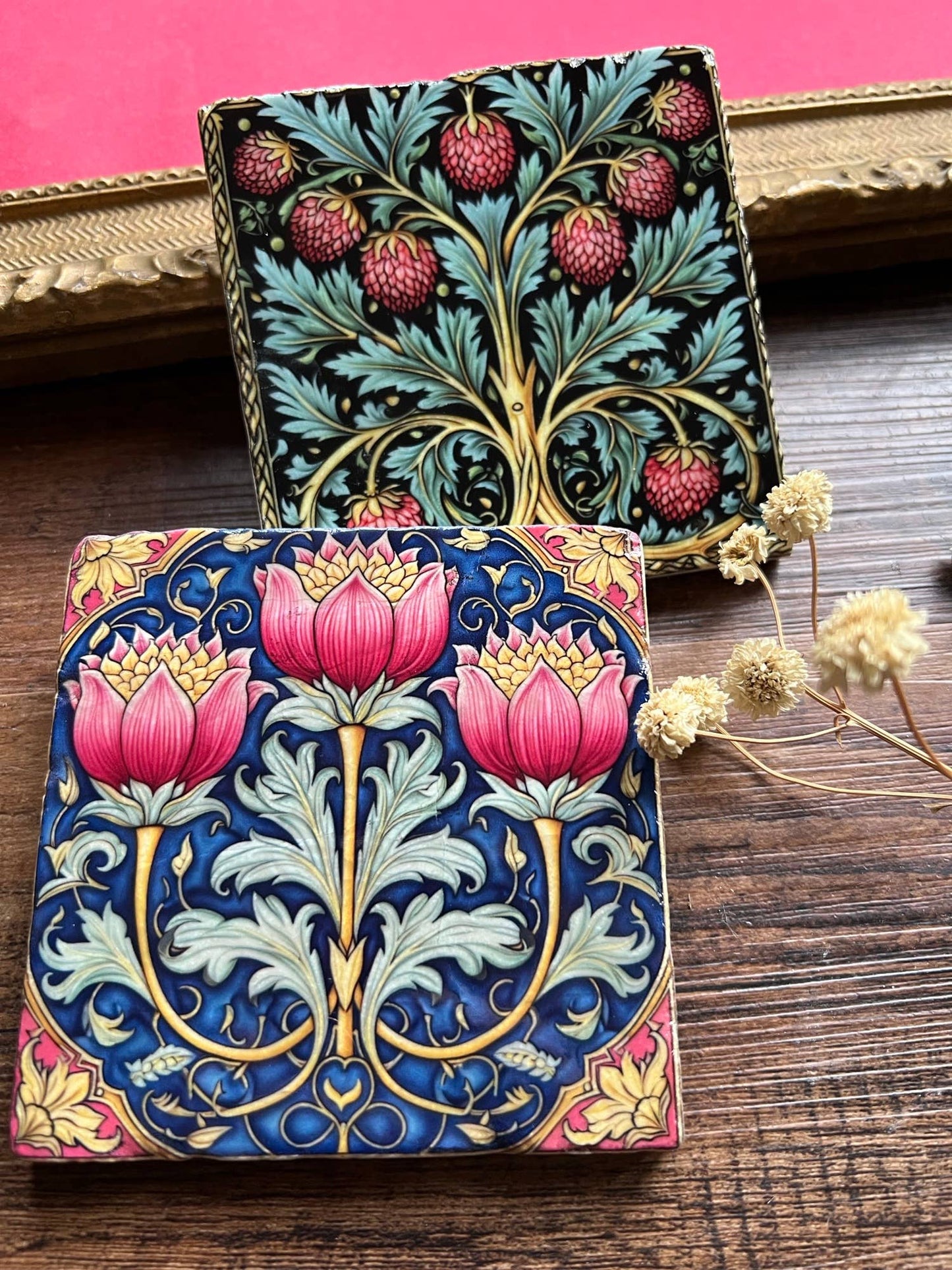 William Morris inspired stone coaster