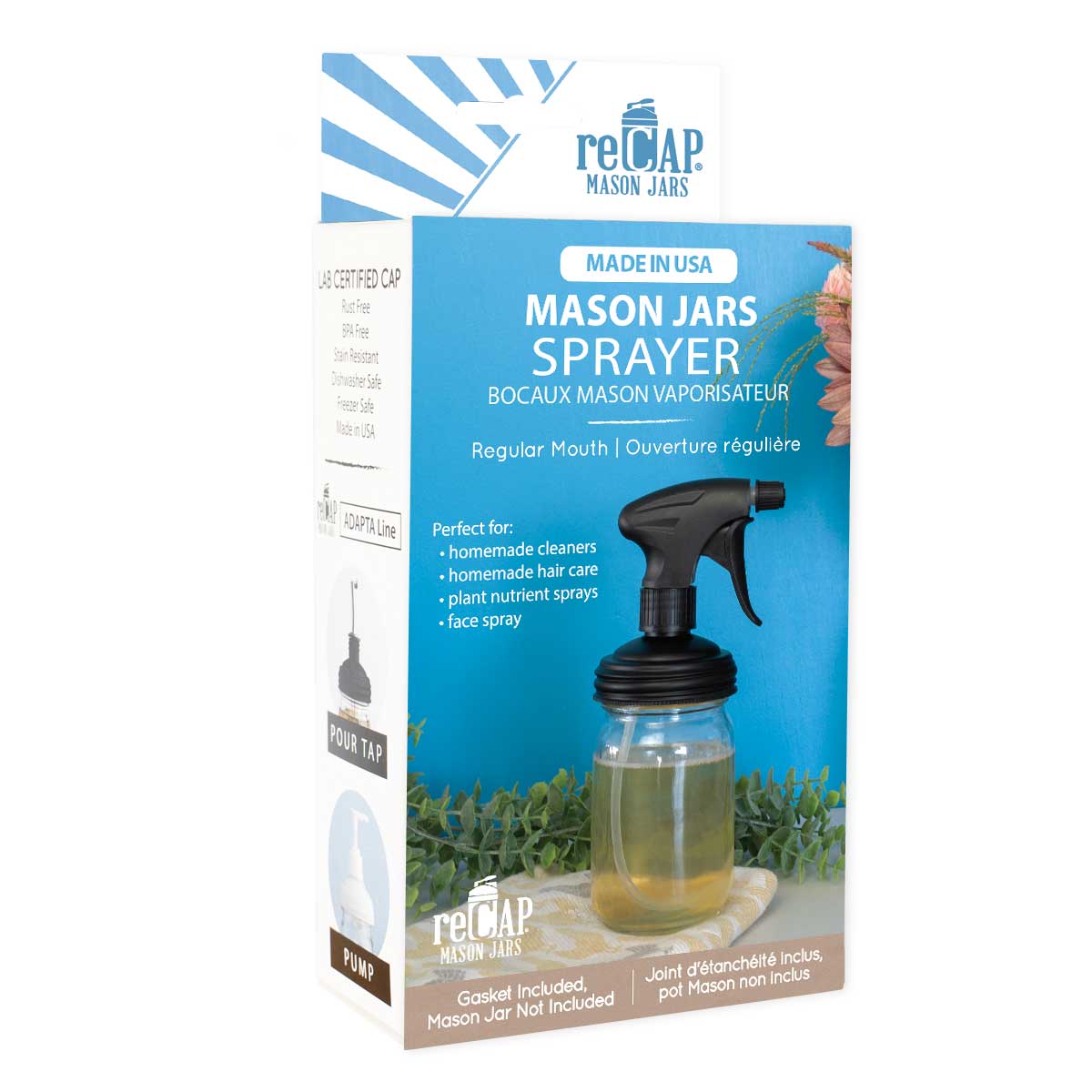 Mason Jar Spray Lid, adaptor - Black