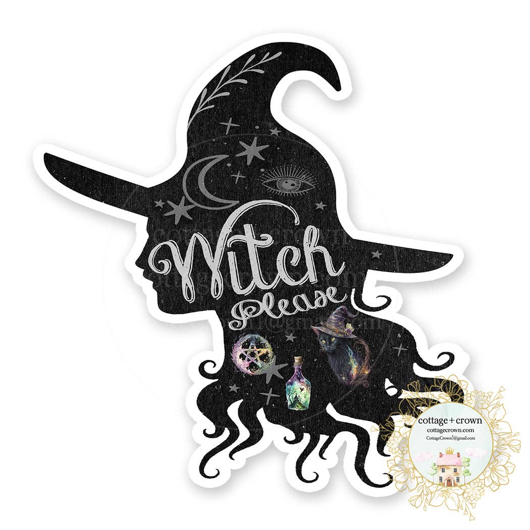 Witch Please Magic Boho Cat Vinyl Decal Sticker
