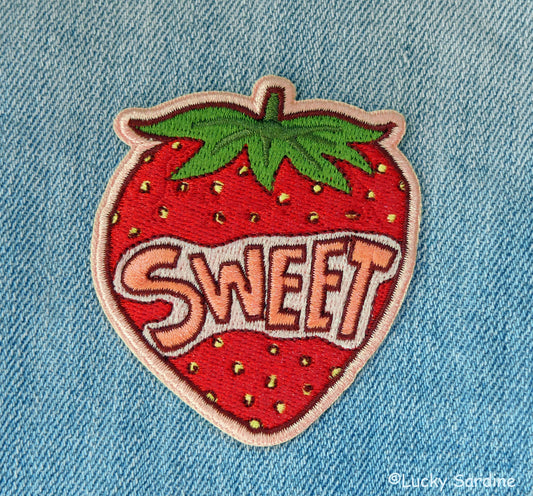 Sweet Strawberry, Retro 70s & 80s Embroidered Iron-On Patch