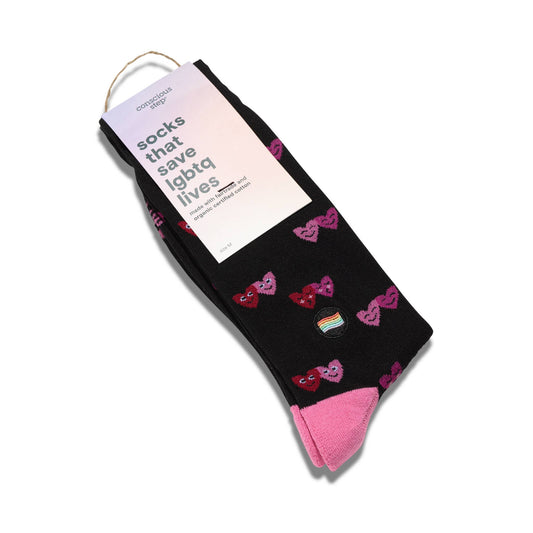 Socks that Save LGBTQ Lives (Black Hearts): Medium