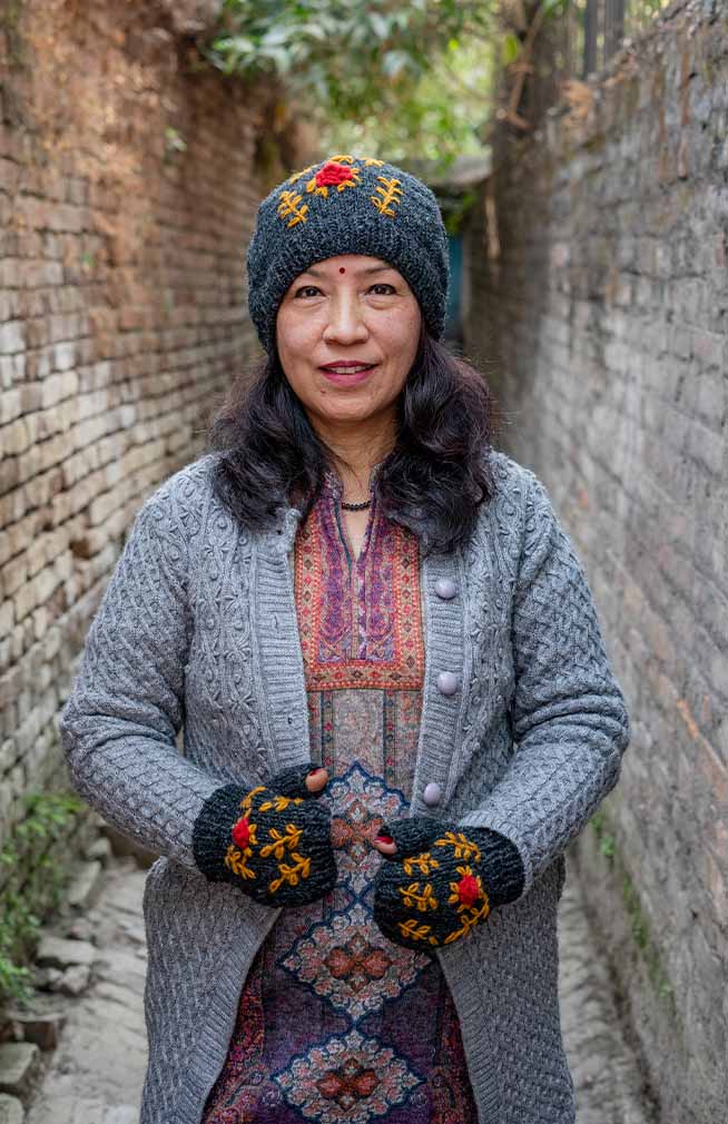 Charcoal Grey Red Rose Embroidered Beanie