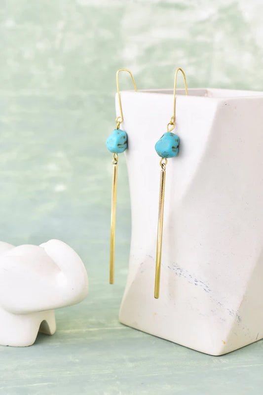 Brass and Turquoise Exponent Earrings