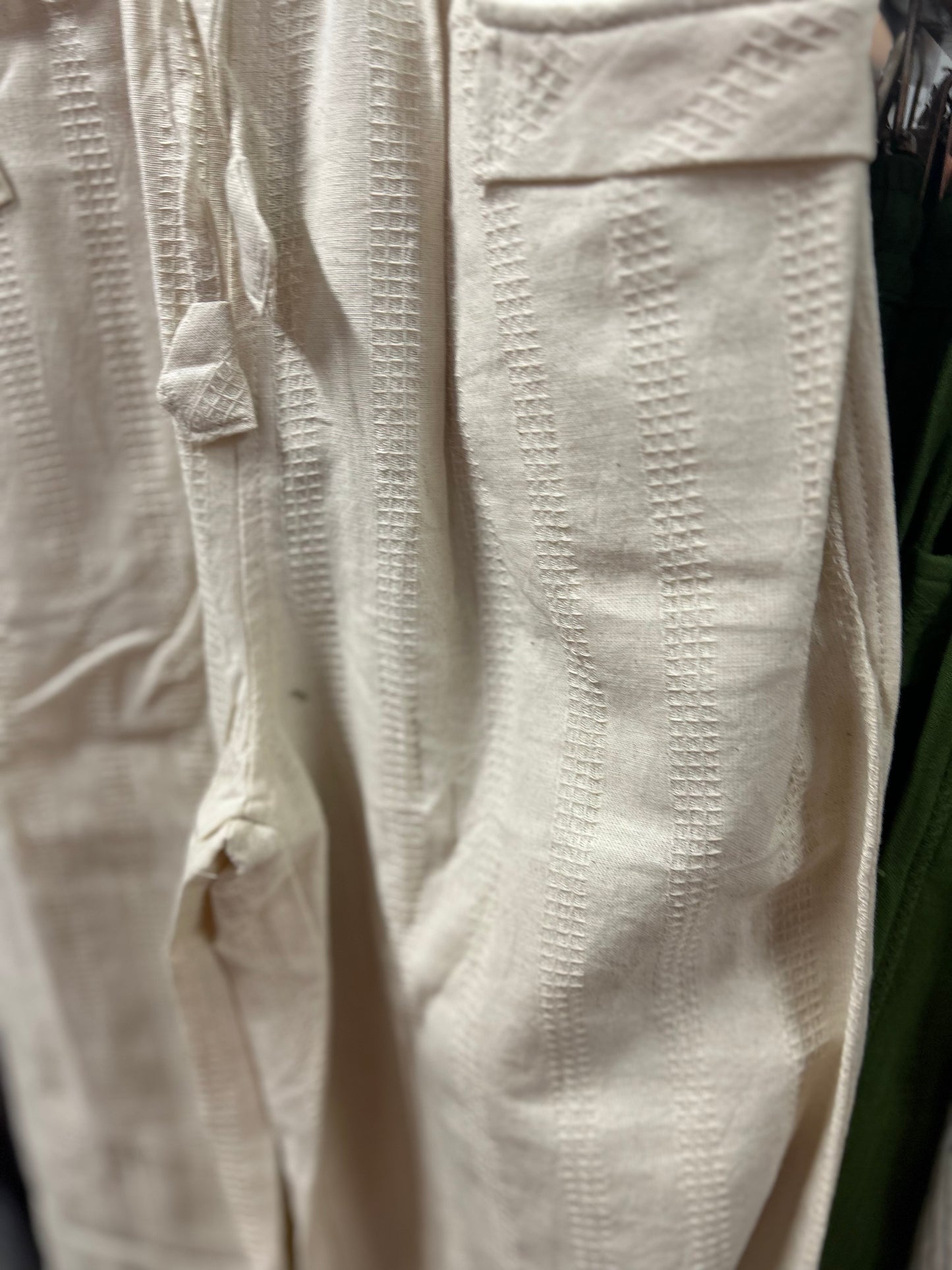 Cotton Pants Honeycomb Weave Wide Leg Pant