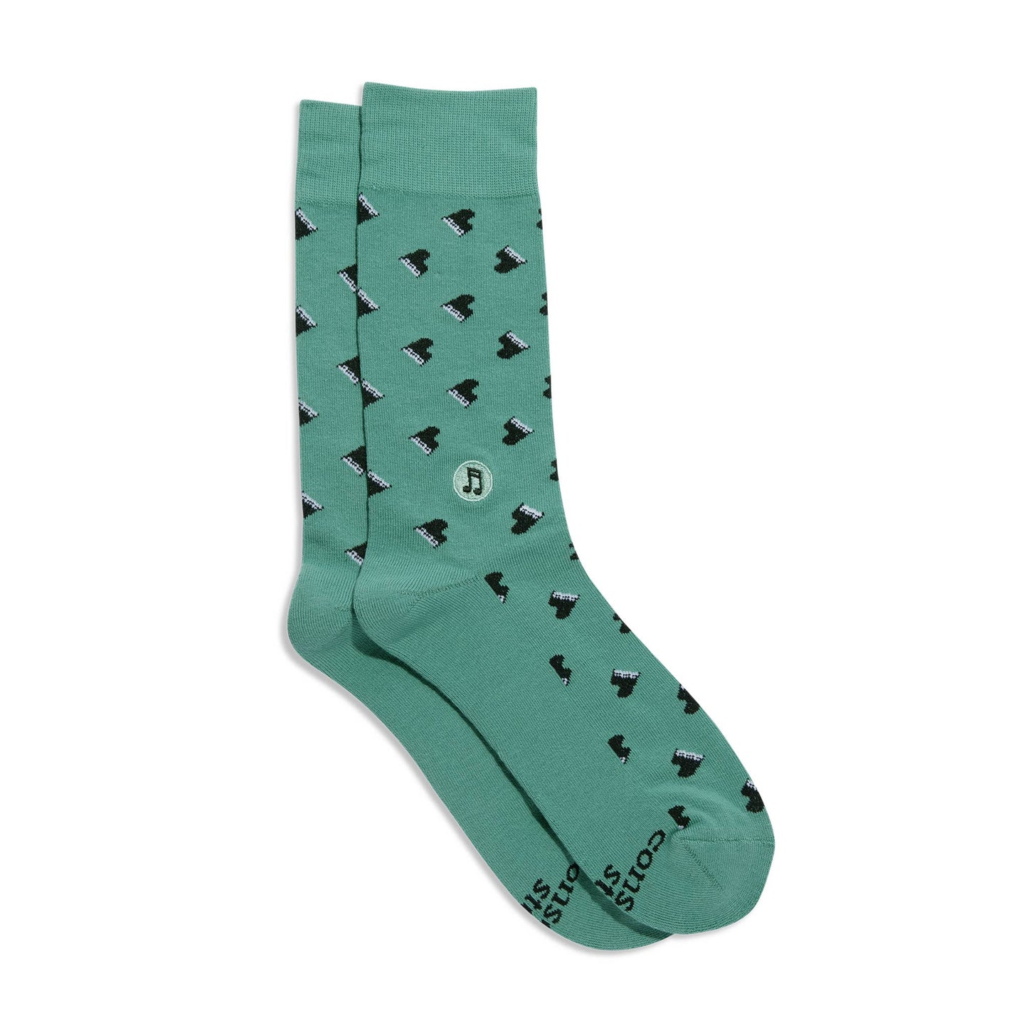 Socks that Support Music (Green Pianos): Medium