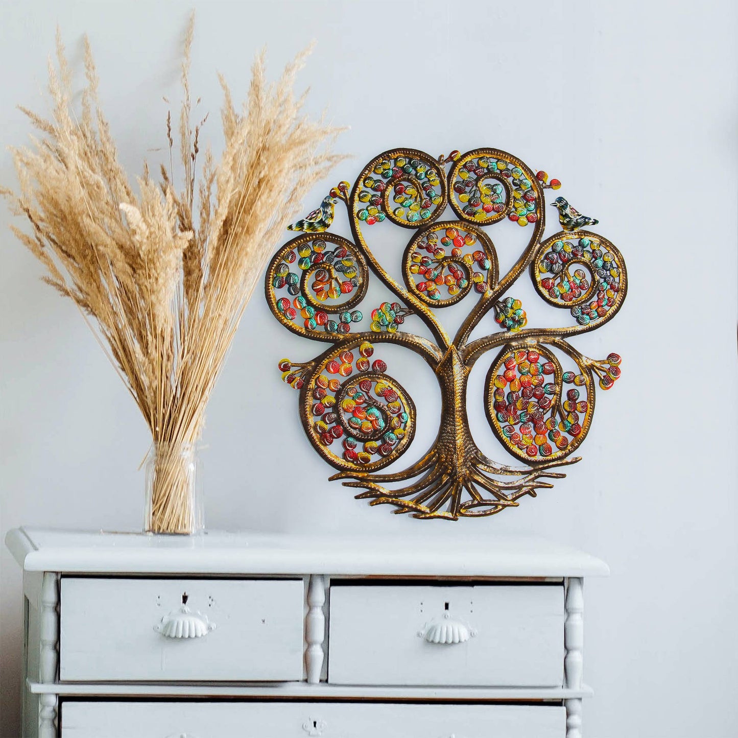 Autumn Spiral Tree of Life 24" Haitian Metal Drum