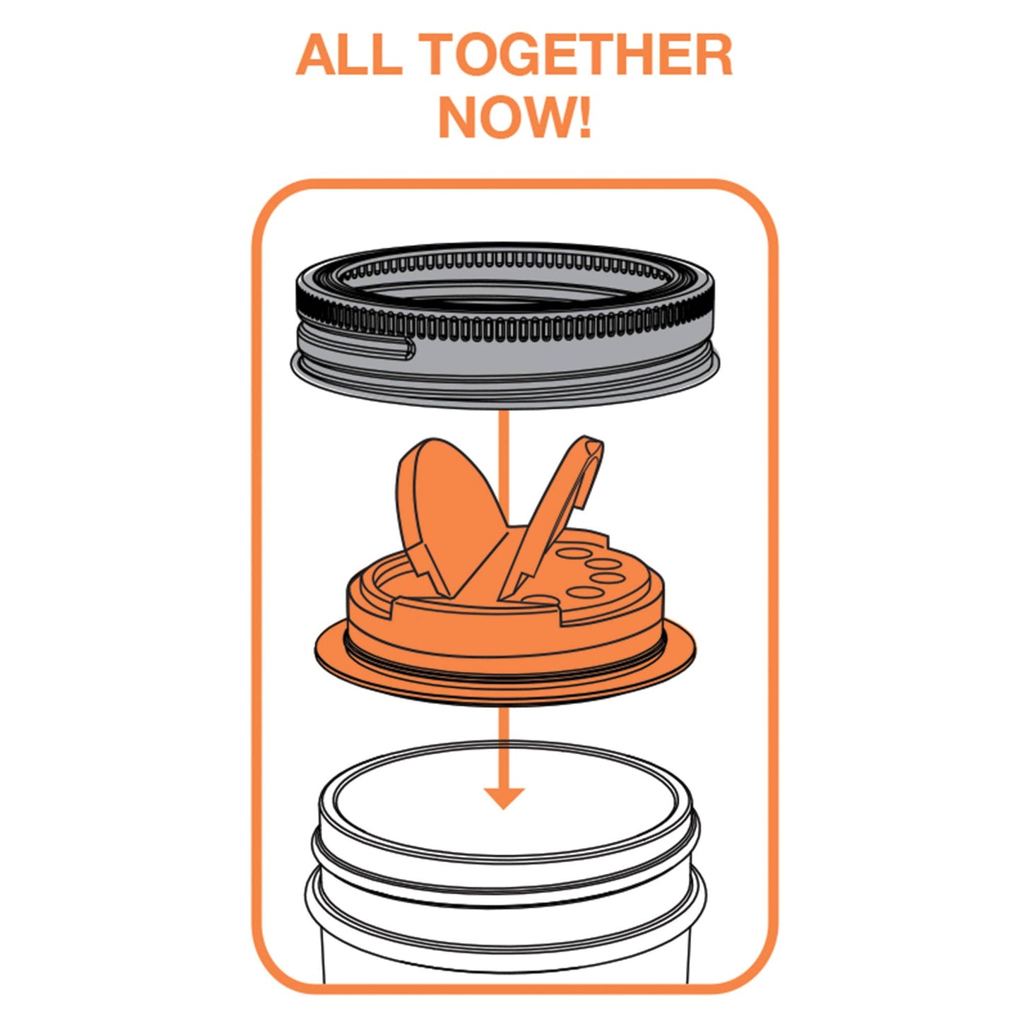 Jarware Spice Lid for Regular Mouth Mason Jar, Orange, Blue