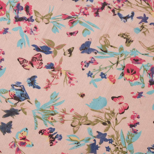 Komal Floral and Butterfly Chiffon Scarf