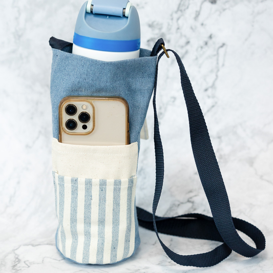 Upcycled Denim Waterbottle Holder Bag