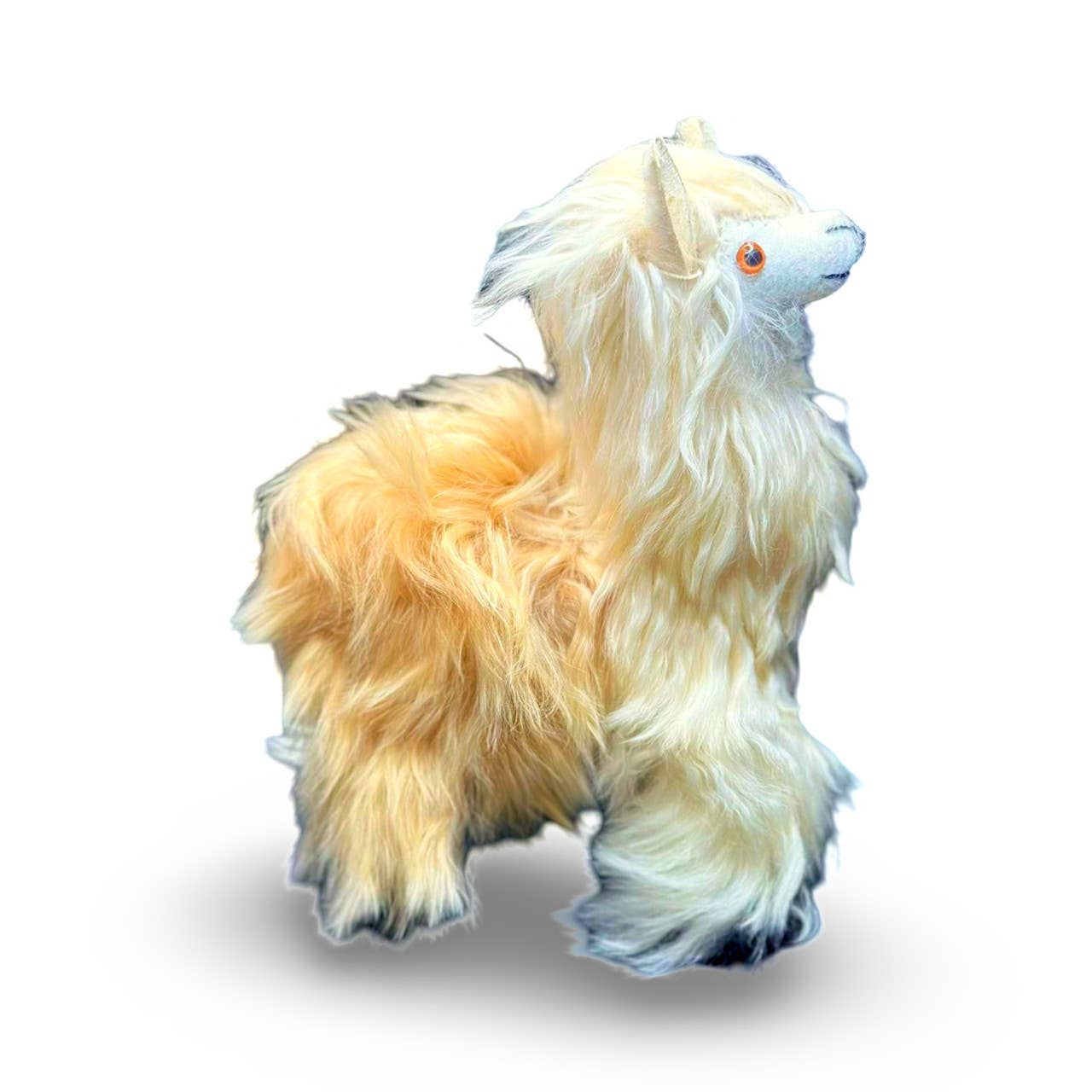 Natural Color Suri Alpaca Fur Doll Plush Toy 8" Soft Stuffed