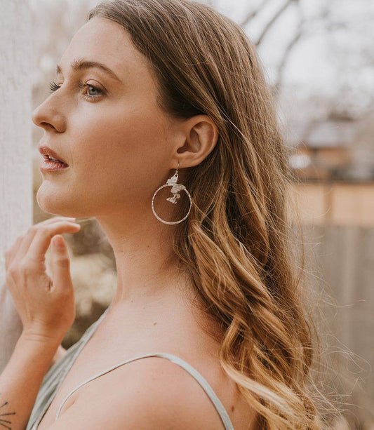 Ishya Butterfly Silver Hoop Earrings