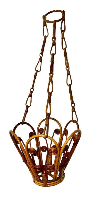 Vintage Pencil Reed Rattan Plant Hanger