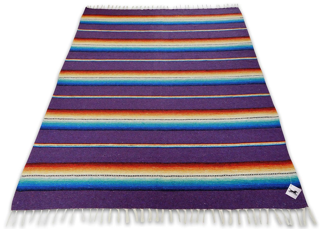 Sarape Cotton Heavy Weave Striped Yoga Roll Blanket