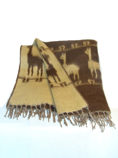 Brushed Alpaca Two Tone Llama Pattern Blanket Throw