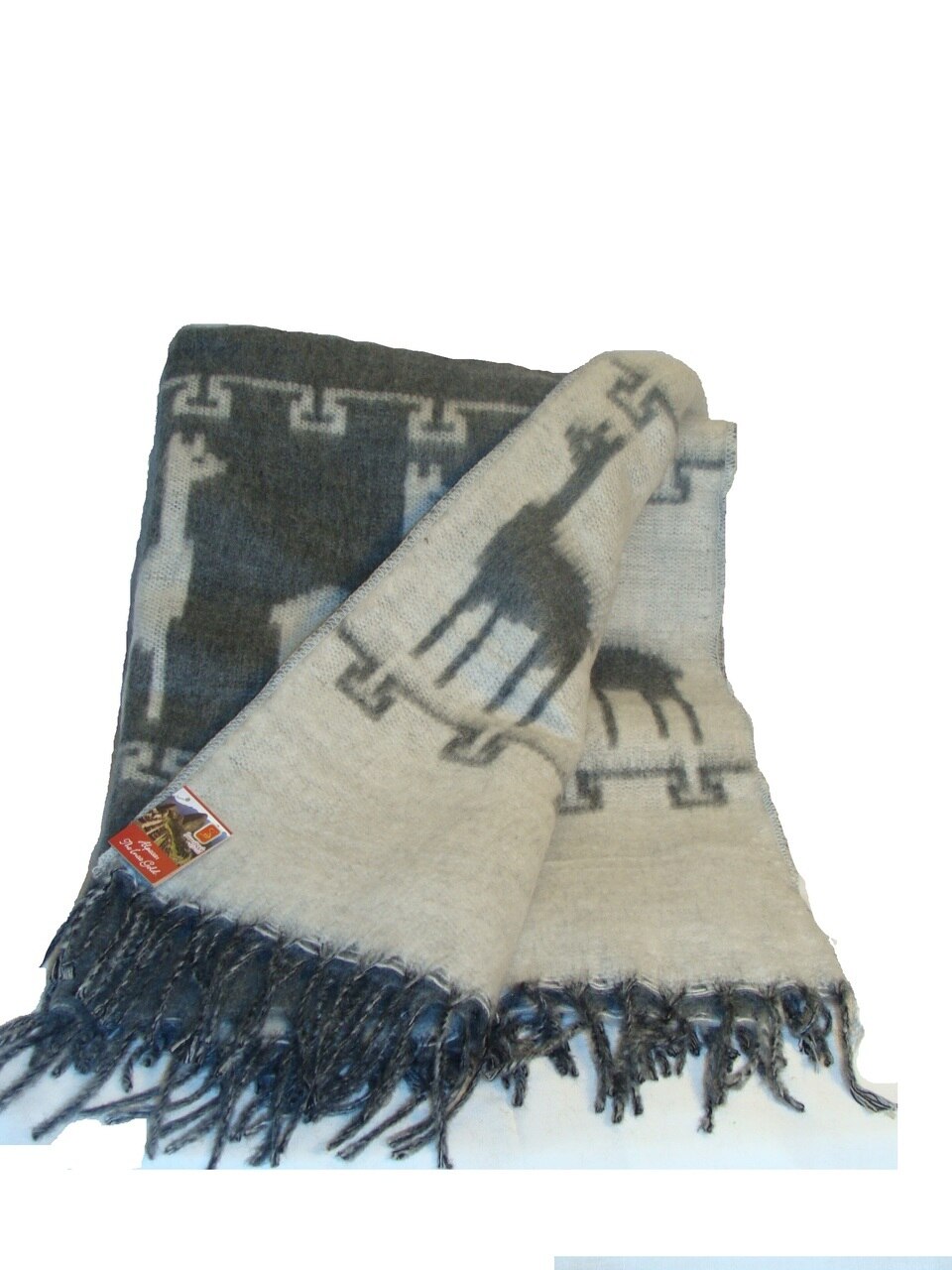 Brushed Alpaca Two Tone Llama Pattern Blanket Throw