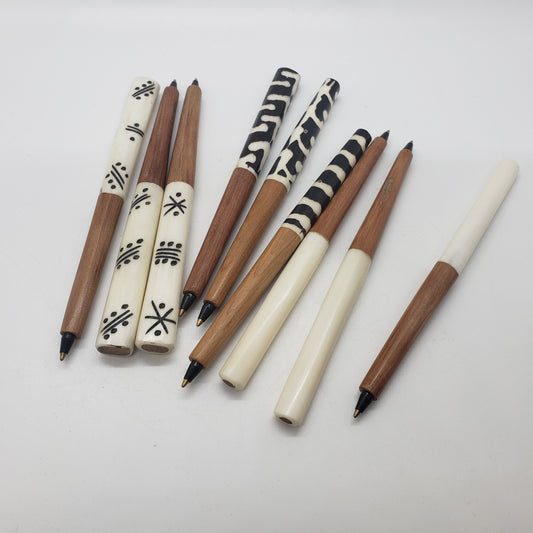 White Cow Bone and Wild Olive Wood Ink Pen