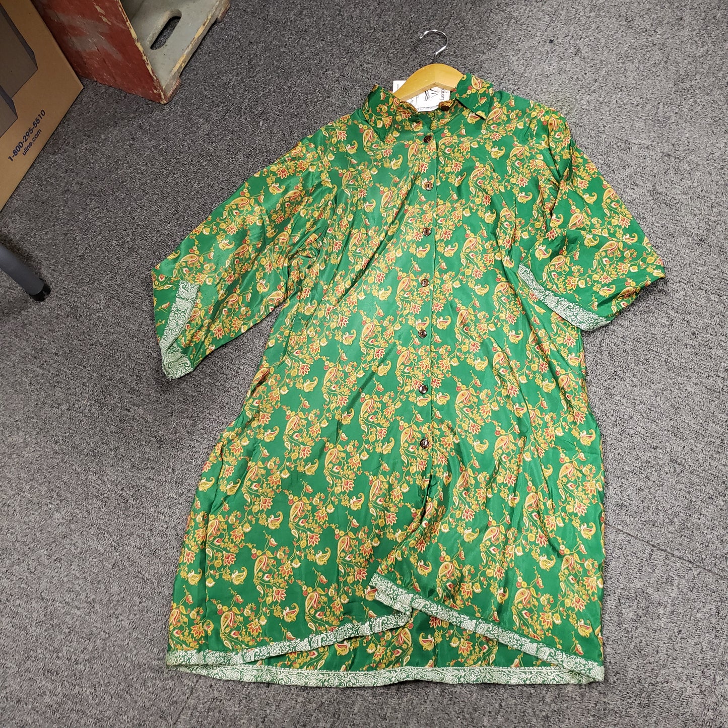 Recycled Sari Silk Shirt with Western Collar