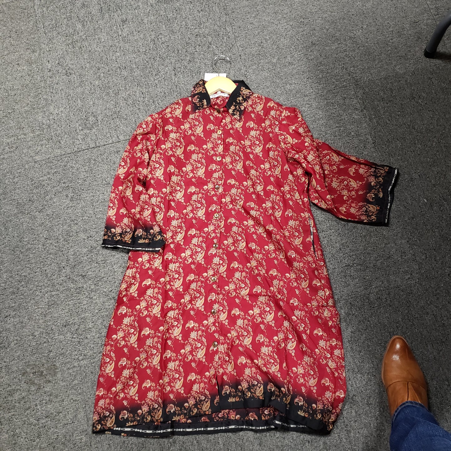 Recycled Sari Silk Shirt with Western Collar