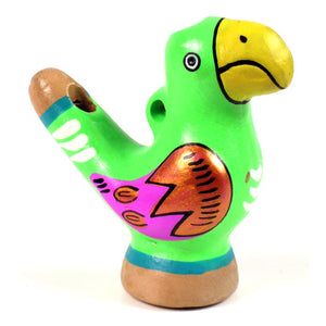 Bird Chirp Water Whistle Clay Painted