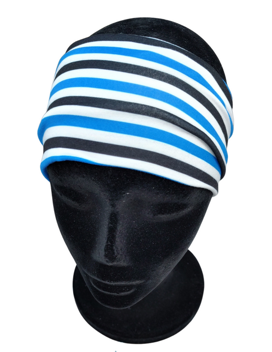 Blue, White& Black Stripes Headband