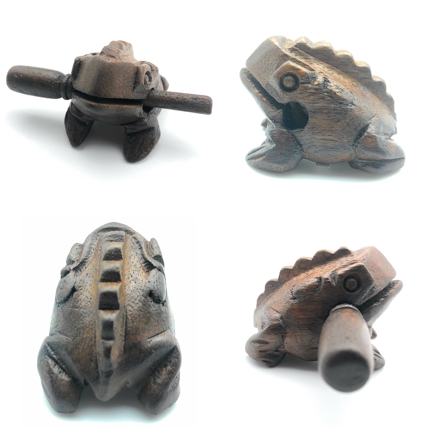 1.5 inch Dark Brown Wooden Croaking Frog Drum